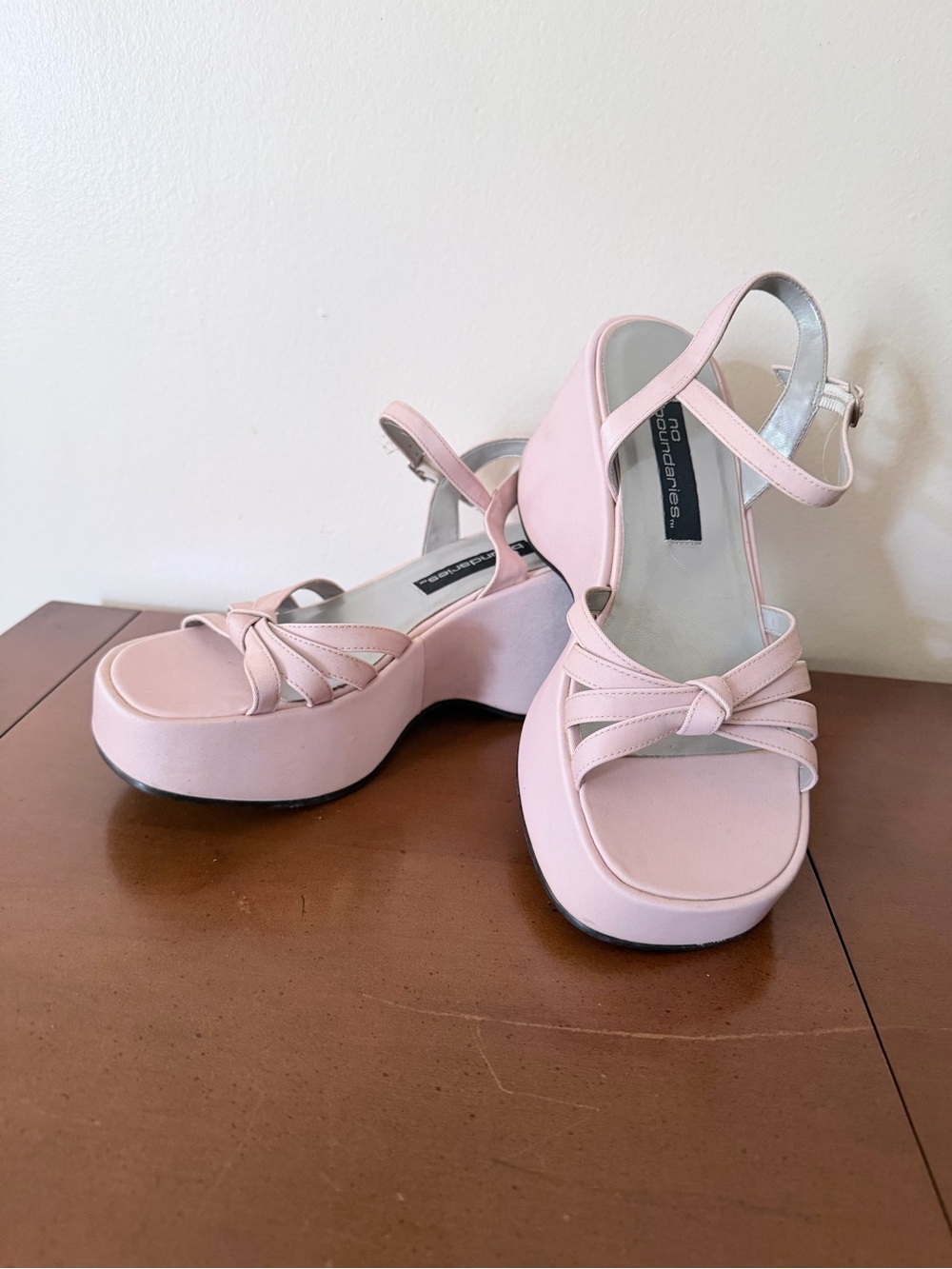 Vintage No Boundaries Pastel Pink Platform Chunky Strappy Heels Nora Whimsy 8M
